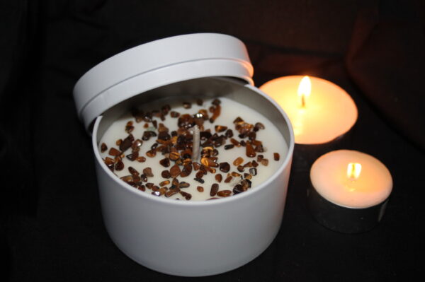 XL Crystal Infused Soy Candle Tin - WHITE - Image 5