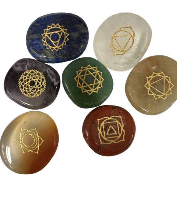 7 Chakra Gold Embossed Palm Set